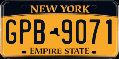 NY license plate GPB9071