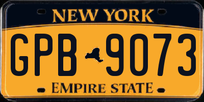 NY license plate GPB9073