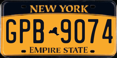 NY license plate GPB9074