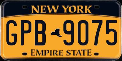 NY license plate GPB9075