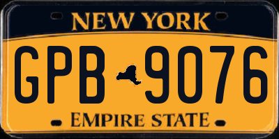 NY license plate GPB9076