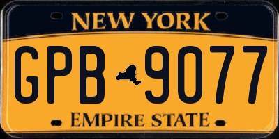 NY license plate GPB9077