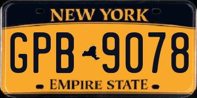 NY license plate GPB9078