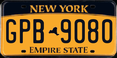 NY license plate GPB9080
