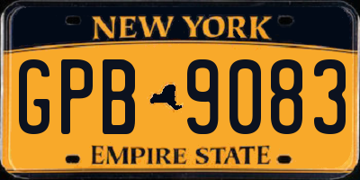 NY license plate GPB9083