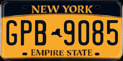 NY license plate GPB9085