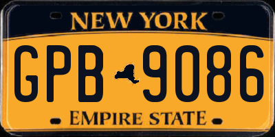 NY license plate GPB9086