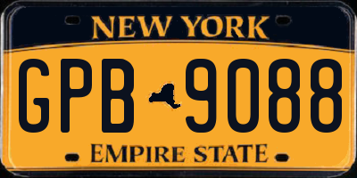 NY license plate GPB9088