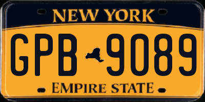 NY license plate GPB9089