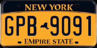 NY license plate GPB9091