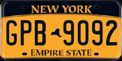 NY license plate GPB9092