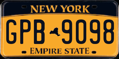 NY license plate GPB9098