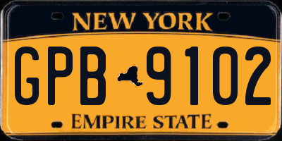 NY license plate GPB9102