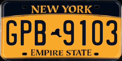 NY license plate GPB9103