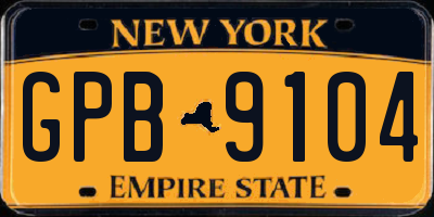 NY license plate GPB9104