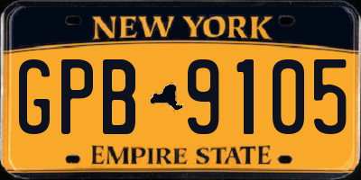 NY license plate GPB9105