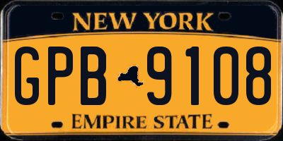 NY license plate GPB9108