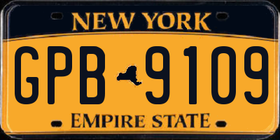 NY license plate GPB9109