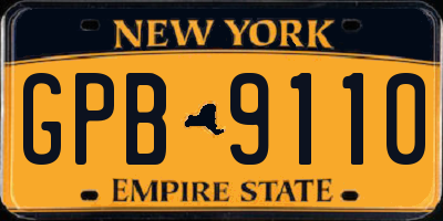 NY license plate GPB9110