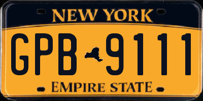 NY license plate GPB9111