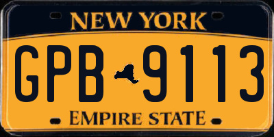 NY license plate GPB9113