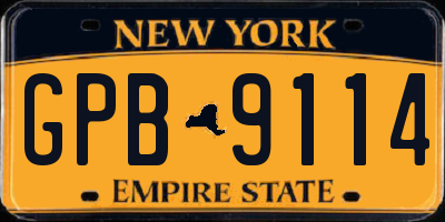 NY license plate GPB9114