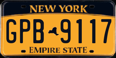 NY license plate GPB9117