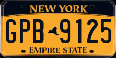 NY license plate GPB9125