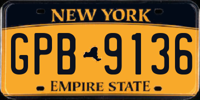 NY license plate GPB9136