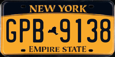 NY license plate GPB9138
