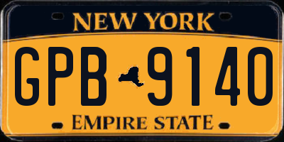 NY license plate GPB9140