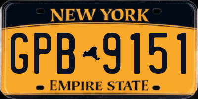 NY license plate GPB9151