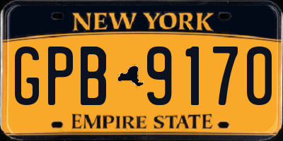 NY license plate GPB9170