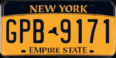 NY license plate GPB9171
