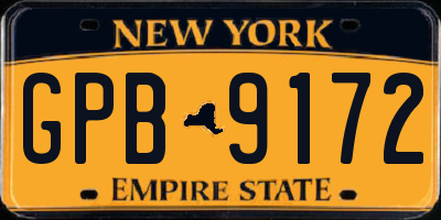 NY license plate GPB9172