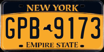 NY license plate GPB9173