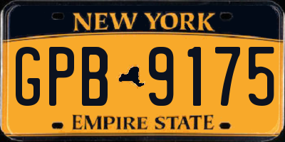 NY license plate GPB9175