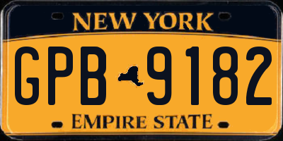 NY license plate GPB9182