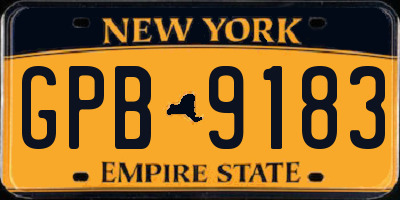 NY license plate GPB9183