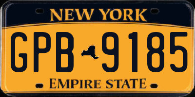 NY license plate GPB9185