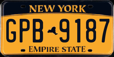 NY license plate GPB9187