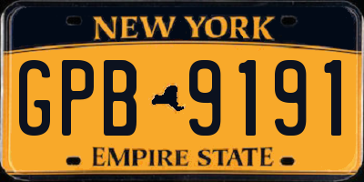 NY license plate GPB9191