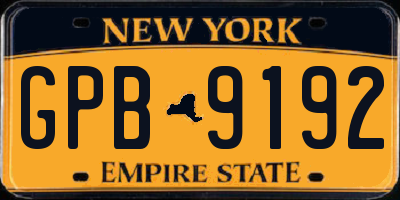 NY license plate GPB9192