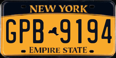 NY license plate GPB9194