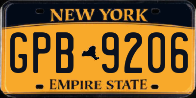 NY license plate GPB9206