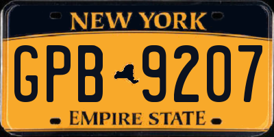 NY license plate GPB9207