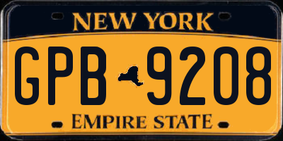 NY license plate GPB9208
