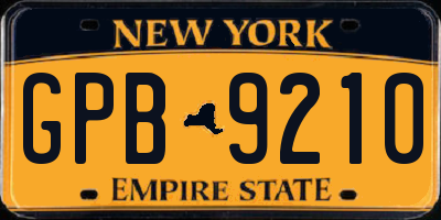 NY license plate GPB9210
