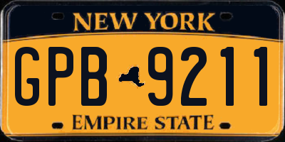 NY license plate GPB9211