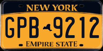 NY license plate GPB9212